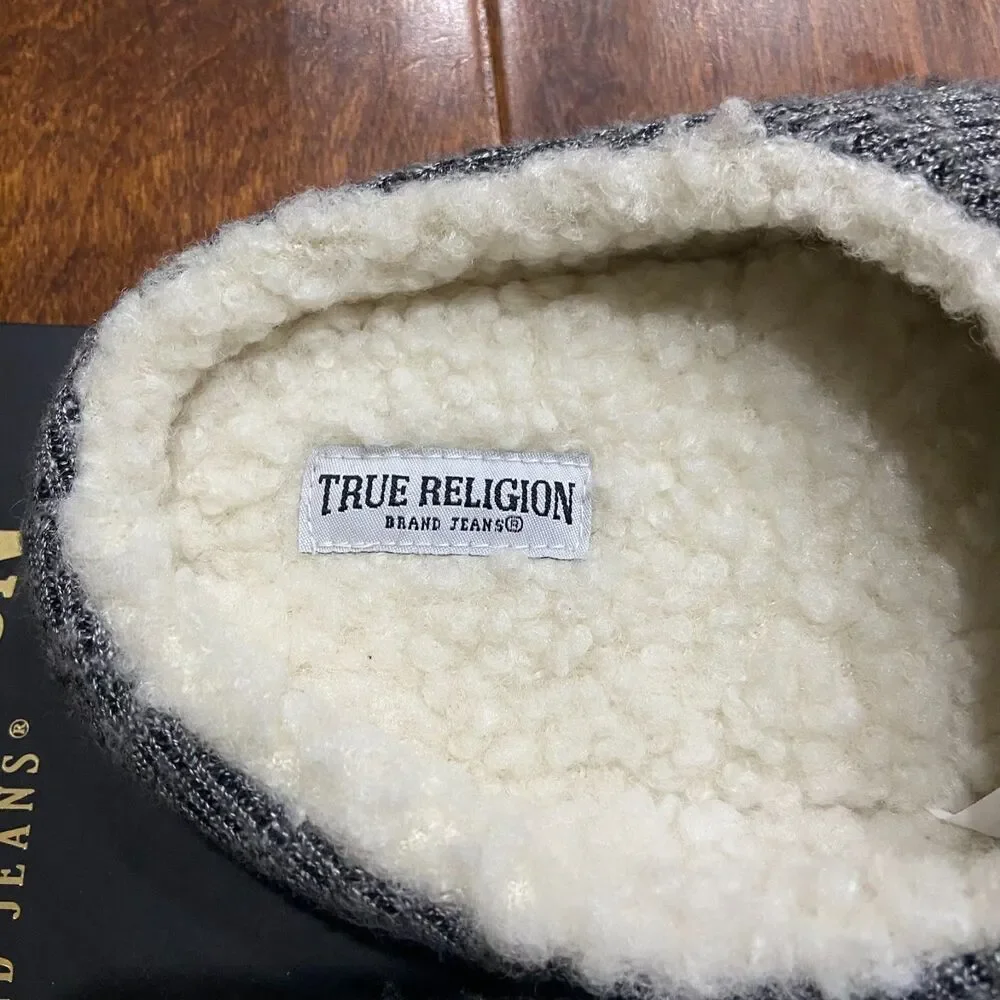 True Religion Polar Performance NWT Slippers Gray Black Men's Size Medium